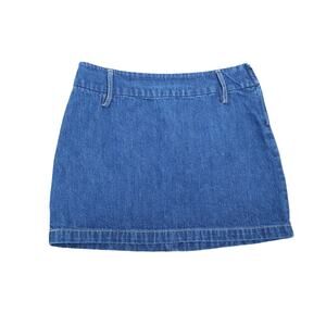 Vintage Y2K Old Navy medium wash blue denim jean low rise mini skirt 2